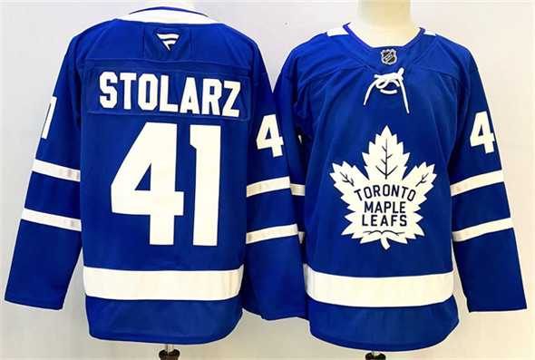 Men%27s Toronto Maple Leafs #41 Anthony Stolarz Blue 2024-25 Stitched Hockey Jersey